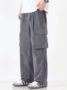 Men's Black Khaki And Beige Skater Cargo Pants With Elastic Waistband S To XL - 淺灰色 - 查看 1