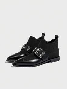 Giày bốt cổ ngắn thời trang nữ, bốt ngắn, bốt Chelsea, bốt, giày tiệc Giáng sinh - màu đen - Xem 19