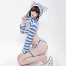 SENMHS Reverse Bunny Sexy PU Leather All Season - Dg10 Blue - View 5