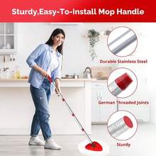 Kit Includes A Triangular Spin Mop Head Set, A Plastic Plate, A Replacement Brush Head For A Spin Mop With A Telescoping Pole Up To 58 Inches Long, And A Rotating Bucket Accessory For Cleaning Tools And Supplies. - 4 White Mop Heads + Mop Handle + Triangular Base - View 5