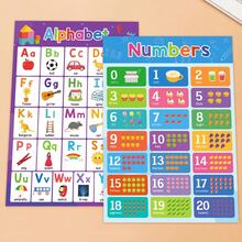 Lachilly 2 Pcs Grandes Cartazes Educacionais Conjunto de Quadros de Parede de Aprendizagem para Crianças Bebês Educação Infantil Alfabeto Inglês Números Brinquedos Montessori Cartaz A3, Brinquedos para Bebês, Alfabeto, Cartazes Educacionais, Bebê, Necessidades do Bebê, Crianças