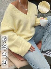 Boho Holiday Party Vintage Style Loose V-Neck Single-Breasted Ribbed Knit Cardigan