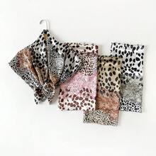 New Leopard Print Silk Scarf Women's Headscarf 90cm Shawl Simulation Silk Satin Square Scarf, Printed Square Scarf, Silk Scarf, Smooth Fabric, Headscarf, Binding Bag, Decorative Silk Scarf And Scarf Suitable For Daily Use - D9447-粉紅色 - 查看 2