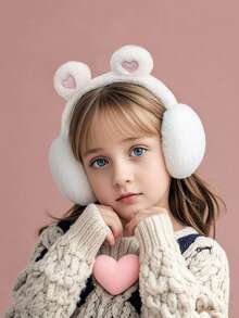 可折叠爱心耳罩 - 冬季保暖防冻学生可爱耳罩 - 儿童七星级保暖耳套，上学必备 - 彩色 - 查看 2