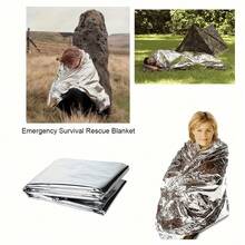 1件户外应急保暖毯：铝箔材质，热反射，防水，防止体温过低。轻巧紧凑的救援信号，有效期12个月 - 彩色 - 查看 9
