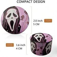 1.6/2 Inch Pink Ghost Herb Grinder Spice Mill Mortar Pestle Salt Crusher Tobacco Bud Vanilla 4-Layers Grass Grinder Zinc Alloy Cigarette Shredder Smoking Accessories Gift