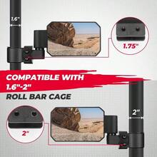 - Espejos laterales UTV con jaula de barra enrollable de 1.6 a 2 pulgadas, espejos laterales retrovisores ajustables SXS, compatibles con RZR, Can - Am Maverick X3, Talon, - Negro - - Ver 5