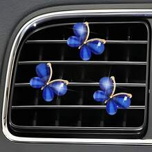 3入組白色蝴蝶車出風口夾,可愛空調裝飾用品