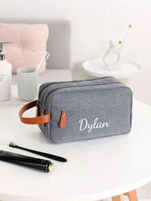 1pc Customized Men's Bag, Large Capacity Men's Toiletry Bag, Men's Business Travel Zipper Portable Wash Bag, Customized Travel Bag, Personalized Men's Clutch & Wristlet Bag - Pillow Bag, Can Customize Your Text, Hot Stamping Craft, Oxford Cloth Clutch, Suitable For Business Trips, Travel Storage Bag, Beach Bag, Best Gift For Friends