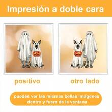 Decoracin de Ventana de Halloween, Pegatinas para Decoracin de Ventana, Calcomanas Etiqueta Engomada Esttica de Cristal para de Halloween, Fantasma Gato Calabaza Spider Murcilago - Negro Morado naranja y Blanco - Ver 4