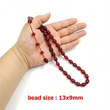 Tasbih de resina roja con 33 cuentas, pulsera misbaha, joyería árabe, accesorios, cuentas de oración musulmanas, regalo de Ramadán