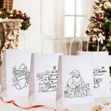 4/12/24pcs Christmas Themed Coloring DIY Paper Gift Bags, Includes Santa Claus, Reindeer & Other Fun Patterns, Handmade Painting & Coloring, Creative Crafts, Party Favor Bags, Holiday Gift Bags, Christmas, Party Decor (Colored Pens Not Included) Christmas Christmas Decorations Christmas Pajamas Christmas Gifts Christmas Decor
