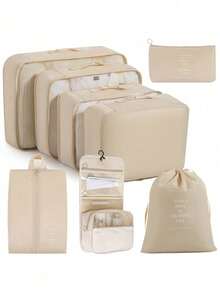 6/7/8/9pcs Travel Packing Cubes, Luggage Organizer Bags, Laundry Bag, Shoe Bag, Multi-Function Compression Packing Cubes, Lightweight Travel Luggage Organizer, Washable Nylon Material, Suitable For Students, Teachers, Travelers