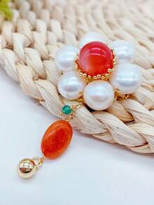 1 pièce Broche de perle, convenant pour le port quotidien des femmes, les fêtes, élégante, vintage, chic, minimaliste, , polyvalente, personnalisée, affinante, généreuse