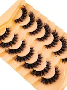 7 Pairs/Box Natural, Thick And Fluffy False Eyelashes, Dramatic Rip Effect, 8D Thick, Long-Lasting, Rip Effect, Fox Eye Lift Effect, Extend And Add To The Outer Edge Of The Eyelash Strip, Making The Eyes Look Longer And Thicker