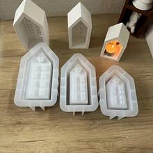 DIY Resin Mold - House Shaped Silicone Mold, Large/Medium/Small Hollow House Candle Holder Plaster Cement Mold, Hollow Heart House Candle Holder Storage Display Mold - White - View 7
