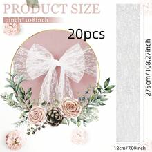 1/5/10/20pcs, 7 X 108 Inch Vintage White Lace Embroidered Chair Sash, Boho Farmhouse Style Bow & Floral Chair Cover, Home Decor, Wedding Supplies, Wedding Venue Decoration, Suitable For Weddings, Bridal Showers, Birthday Parties, Rustic Theme Events, Holiday Parties, All Seasons Chair Sash