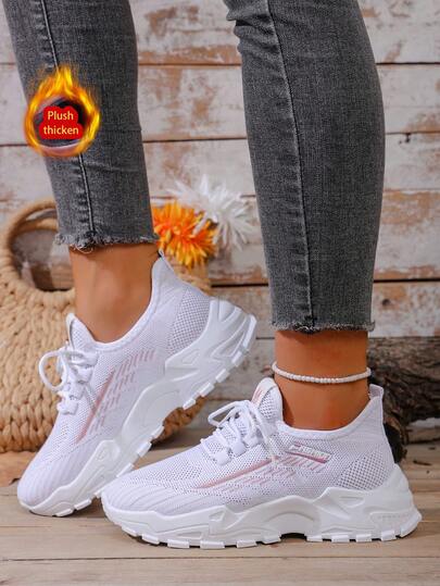 1 Pair Women's Casual Lace-Up Short Boots, Versatile Sports Style Suitable For Outdoor & Snow Wear