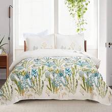 Twin/Full/Queen/King Quilt Set, 3 Piece Floral Bedding Set Microfiber Bedspread Coverlets For Beds - زهور الربيع - مشاهدة 1