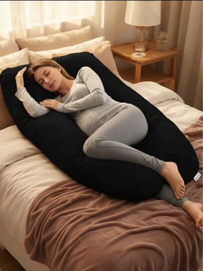 Almohada Para Embarazo y Lactancia tamaño jumbo, Color NEGRO, Comoda y Fresca, Versatil,Unisex,Para toda la familia,Duermes y Descansas muy rico