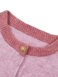 ii Áo khoác cardigan nữ kiểu dáng thường ngày phối màu, màu hồng thu đông. - Hồng - Xem 7