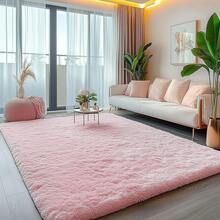 Living Room Rugs, Bedroom Rugs – Ultra Soft Plush Shag Rug, Fluffy Shaggy Carpet, Washable Area Rugs With Non-Slip Backing And 4 Grip Stickers, Cozy Kids Room Dorm Nursery Decor, Multiple Sizes 4x6 5x7 6x9 8x10 9x12, Baby Pink Rug ﻿ - 粉色 - 查看 6