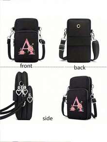 حقيبة كتف لتخزين الهاتف المحمول على شكل قلب فضي مع سحاب أسود، حروف A-Z باللون الوردي المائي، اكسسوارات عصرية ومريحة للأنشطة الخارجية، حقيبة هاتف محمول صغيرة، حقيبة معصم، حقيبة تسوق متقاطعة الجسم، حقيبة تخزين الهاتف المحمول، حقيبة مستحضرات التجميل، حقيبة رياضية متقاطعة الجسم، مناسبة للأصدقاء المهتمين بالرياضة، هدية مثالية للعائلة والأصدقاء
