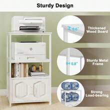 MX  Natwind 4 Tier Printer Stand With File Cabinet Vertical Filling Cabinet With Adjustable Open Shelves Decorative Wood Printer Shelf With Storage For Home Office White - trắng - Xem 7