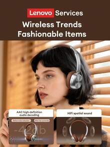 Lenovo 联想LE600复古蓝牙耳机，大振膜空间音频，AAC高清音质，蓝牙6.0低延迟，适合游戏、运动、时尚，兼容智能手机和电脑的无线耳机