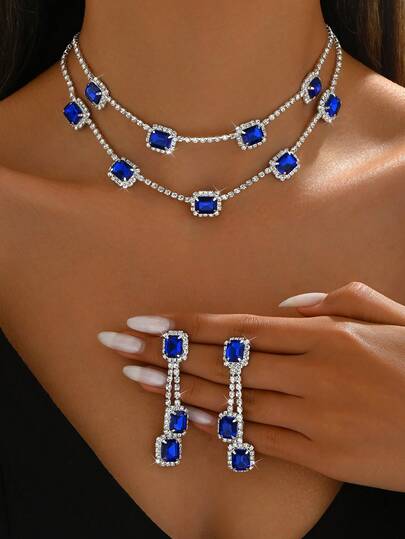 3pcs Women Jewelry Set: Necklace, Earrings, Elegant Floral Print Bridal Accessories, Thanksgiving Gift