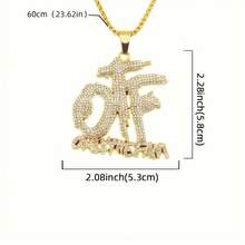 Men's OFF & Only The Family Bold Block Letter Pendant Necklace With Synthetic Stones - Hip Hop Punk Avant-Garde Golden Chain, Father's Day Gift For Dad, Anniversary Present For Husband, Crisscross Chain Design, Sparkling Stone Embellishments, Polished Metallic Finish - 金色 - 查看 6