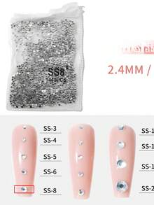 1440 viên đá trang trí móng tay, đá pha lê Séc đáy phẳng siêu sáng bóng không rơi, màu bạc trắng óng ánh AB, đá giả móng tay, phụ kiện làm móng, đá quý trang trí móng. - Nhiều màu - Xem 13