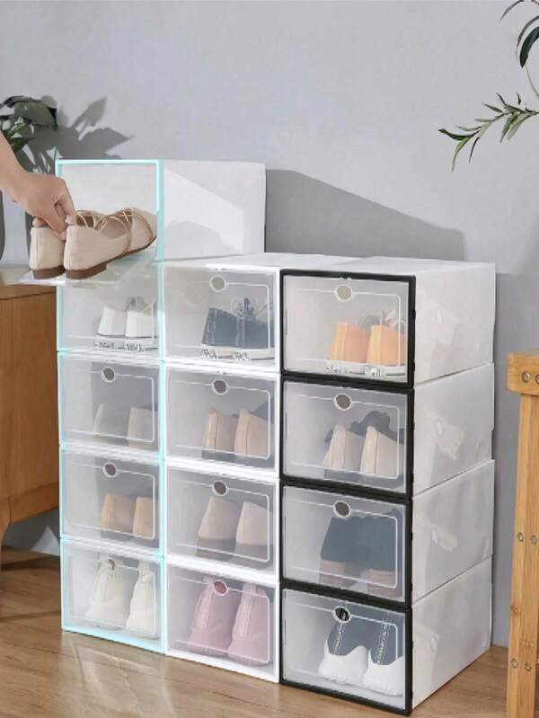 1/6/12pcs Clear Shoe Boxes Stackable Shoe Storage Boxes For Closet Sturdy Shoe Box Storage Containers With Clear Door Plastic Shoes Case Thickened Drawer Case Plastic Shoe Boxes Stackable Box Shoe Organizer Shoebox Organizer Containers