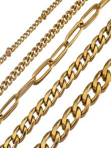 1 Piece. Fashionable Stainless Steel Pendant Necklace With Sailor Clasp. DIY Suitable For Both Men And Women. Thick And Thin Geometric Design. Waterproof And Non-Fading. Hip-Hop And Punk Style. Simple And Elegant. Vacuum Electroplated. Length: 45 Cm. Give Gifts To One's Girlfriend Or Boyfriend On Special Occasions.