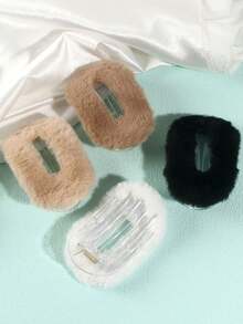 4pcs/2pcs Pinces à cheveux ovales minimalistes en peluche, pinces décontractées pour chignon, accessoires de cheveux polyvalents haut de gamme, automne/hiver, cadeau de vacances, barrette à cheveux, épingle à cheveux - Multicolore - Voir 2
