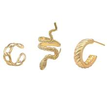 3-Piece Snake Chain Ear Cuff Set, No-Piercing Ear Climber Jewelry With Hollow Design,  C-Shaped Clip-On Earrings For Women, Bohemian Statement Ear Accessories