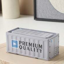 Contenedor de metal mini de 11,5 cm de largo, caja de almacenamiento de estilo industrial retro para oficina, organizador de hogar creativo