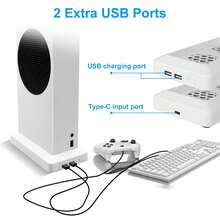 Soporte vertical con ventilador de refrigeración apto para la consola  Series S, estación de refrigeración con 2 ventiladores de alta velocidad con cancelación de ruido, 2 puertos USB para carga y sincronización de datos. - Blanco - Ver 6