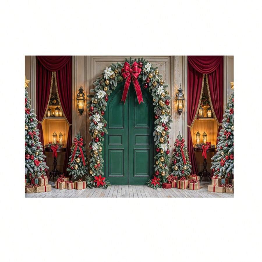 Horizontal Photographic Background For Photo Shoots Sublimated Fabric 3D Fireplace Garland Realistic Christmas Scene 2.20x1.50cm - FF-3253 - 查看 1