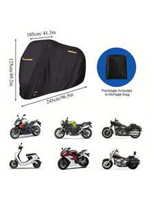 CHCYCLE Telo coprimoto, borsa impermeabile per ricovero e protezione all'aperto della moto, copertura pesante per moto e scooter con fori per lucchetto - nero - Visualizzare 5
