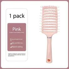 Hair Fluffy Comb Large Curved Comb Rib Comb High Skull Artifact Cherry Blossom Pink Fluffy Rib Comb High Skull Comb - 粉色 - 查看 2