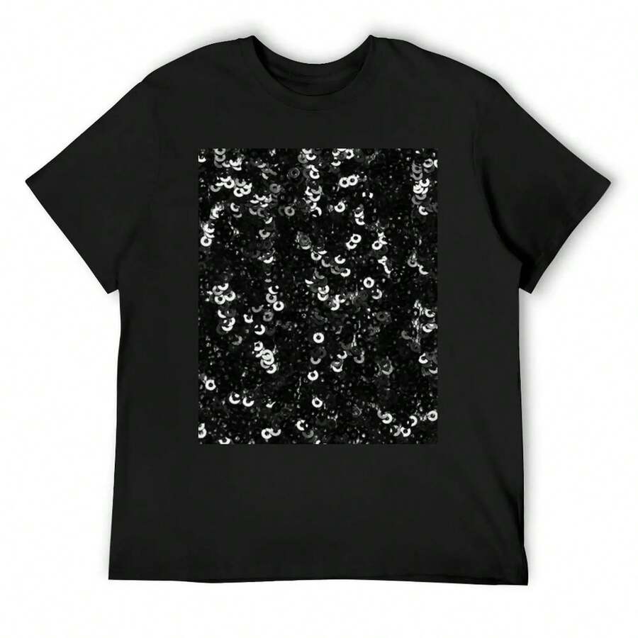 SEQUINS T-Shirt Shirts Graphic Funny T-Shirt Aesthetic Clothes Mens Big And Tall T Shirts - 黑色2 - 查看 1