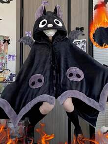 保暖可穿戴蝙蝠主题毯子。蝙蝠披肩，带帽蝙蝠斗篷，可穿戴，可机洗。新年礼物，情人节礼物。 - 彩色 - 查看 3