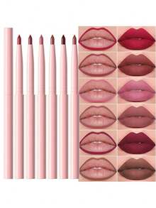 6-Piece Retractable Lip Liner Set Waterproof & Long-Lasting Creamy Matte Velvet Effect For Sculpting & Sculpting Lips (#01) - 多色02 - 查看 10