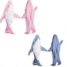 Shark Blanket,Shark Pajamas For Family Matching,Funny Shark,Shark Costume Pajamas For Men Women, Novelty Animal Sleepwear For Christmas Halloween Gift,Ultra Soft SharkPajamas, Christmas For Women Men,(Blue/Pink Random)