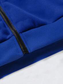 2 Stück/Set Jungen & Teenager Lässiger Sport Kontrast Farbe KING Muster Hoodie Sweatshirt und Kontrast Farbe Hose Set, Frühling/Herbst