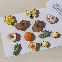 12 Stücke Capybara Blumen- und Fruchtmuster Schuh Charms, für Frauenpartys, Urlaubsgeschenke, Sommer Garten Schuhe DIY Dekoration