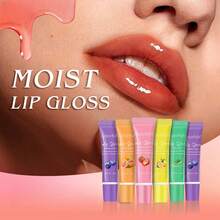 6pcs/Set Women's Gift Fruit Flavored Lip Oil, 15ml/Bottle With Hyaluronic Acid, Squalane. 24h Deep Moisturizing & Hydrating Lip Balm, Suitable For Dry Skin