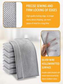 Magic Cleaning Cloth, Thickened Double-Sided Metal Wire Cloth, Kitchen Dishwashing Utensil Wiping Cloth, Cleaning Tool, Ultra-Fine Fiber Steel Wire Soap Pad - Double-Sided Kitchen Washer, Suitable For Tableware And Cookware, Non Scratch Steel Wire Wiping - Easy To Remove Grease, Dirt And Dust - Reusable And Washable