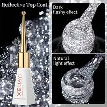 XEIJAYI 1瓶10毫升反光亮片指甲油，彩色闪亮极光激光可卸凝胶指甲油